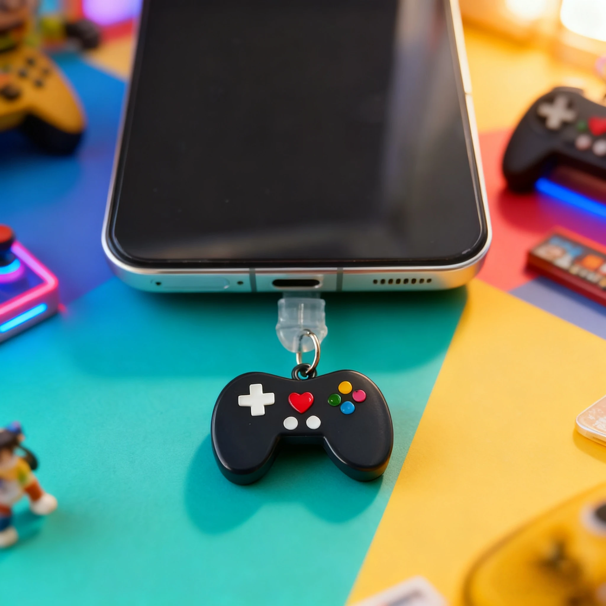 Divertido controlador de juegos a prueba de polvo para teléfono, accesorio exclusivo para gamers, decoración de teléfono estilo E-Sports, accesorio exquisito para teléfono, adorno de regalo para iPhone/interfaz Tipo-C