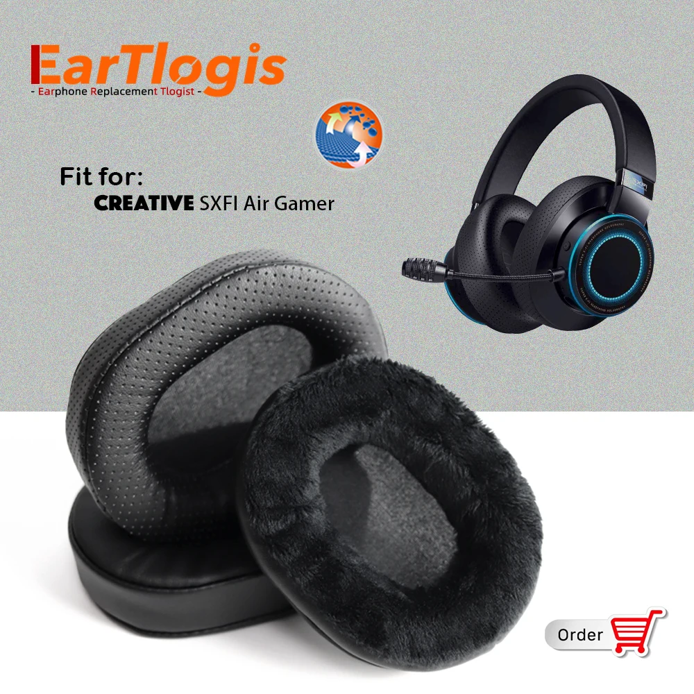 

EarTlogis Replacement Ear Pads for Creative SXFI Air Gamer Headset Parts Earmuff Cover Cushion Pillow