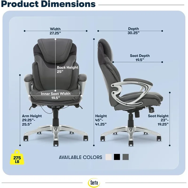 Bryce Executive Office Chair Ergonomic Computer Desk Chair with Patented AIR Lumbar Technology Adjustable Height Memory Foam
