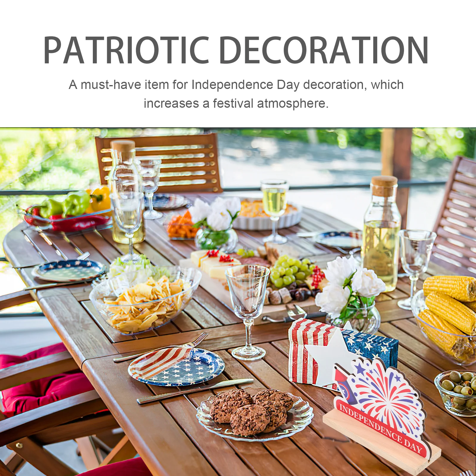 

Independence Day Wooden Hanging Tag Simple Hanging Hole Design July 4th Decor Festival Ornament for Home Office