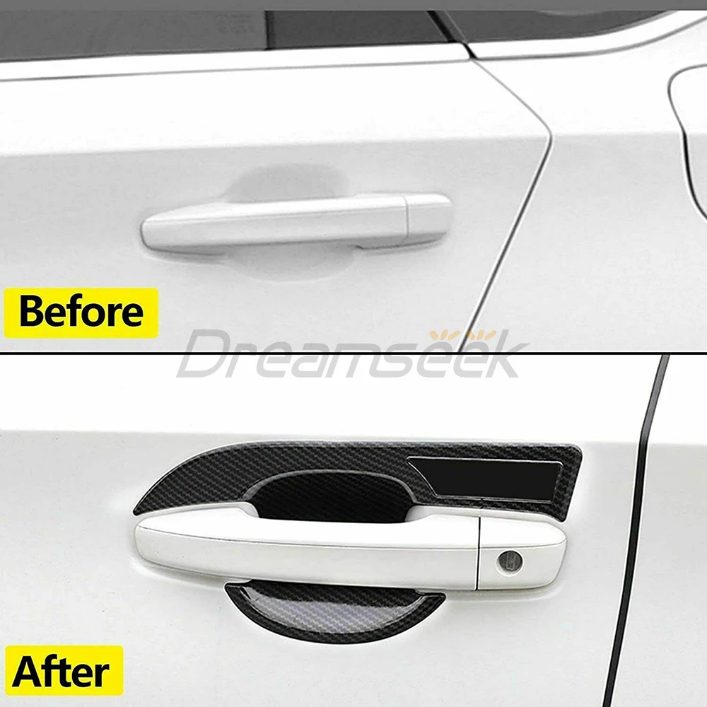 4PCs Car Door Handle Cup Bowl Cover For Honda Accord 2018 2019 2020 2021 2022 Exterior Molding Trim Carbon Fiber Look