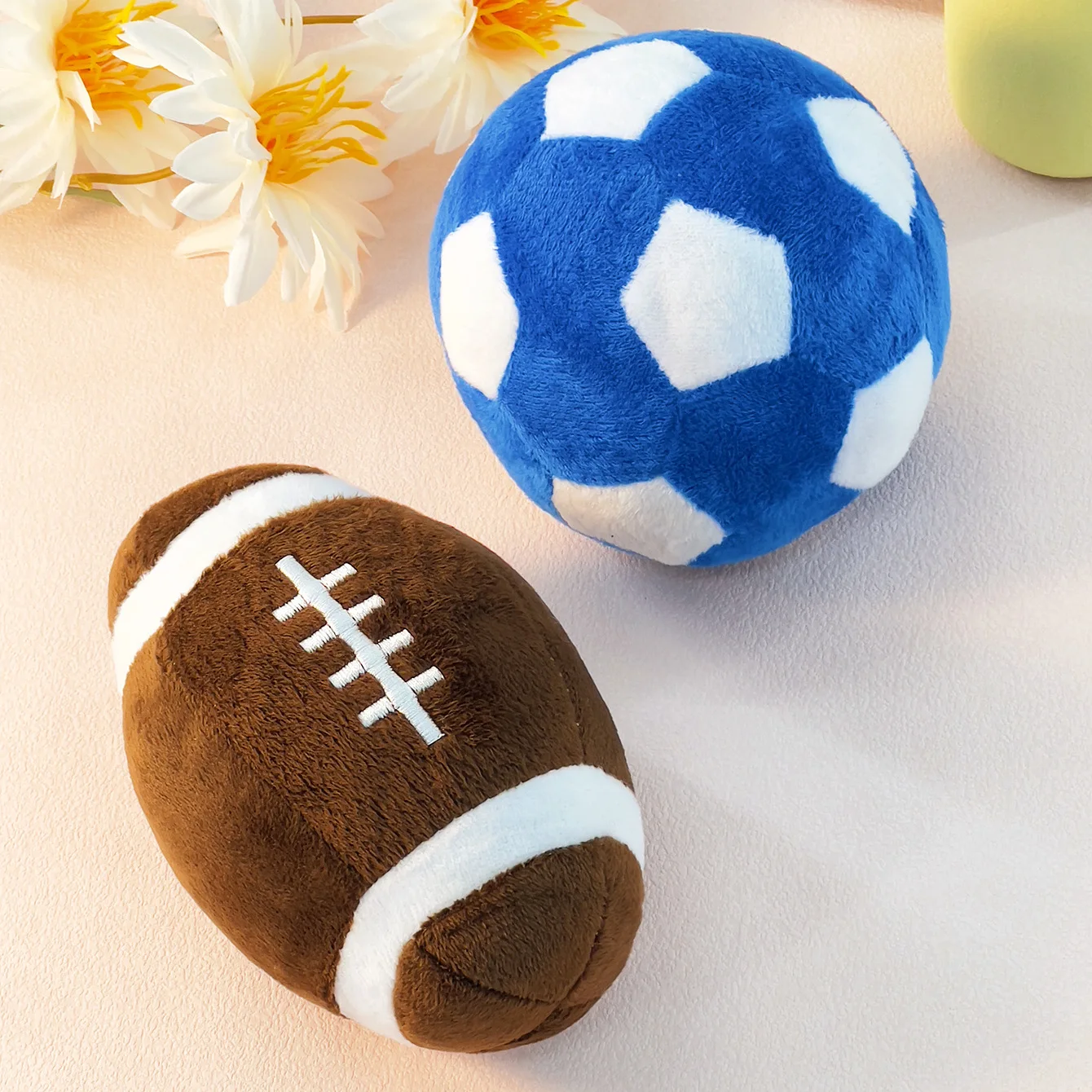 Squeaky Football & Rugby Dog Toy: Interactive Puppy Training Chew Toy Teething Relief and Playtime Fun for Energetic Dogs