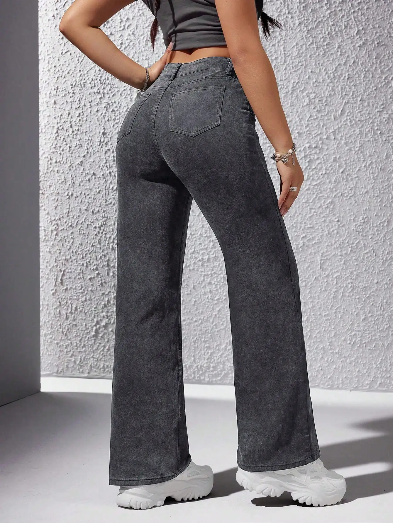 Jeans de Cintura Alta y Pierna Ancha para Mujer, Pantalones Vaqueros Lavados Estilo Y2K, Ropa Casual de Calle