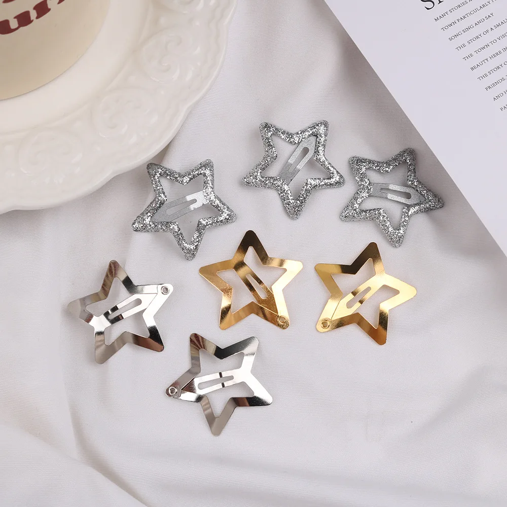 10Pcs/Lot New Cute Gold Silver Plated Star Hair Clip Alloy Barrettes Small Star Hairpin Snap Clip For Gilrs Women Accessories