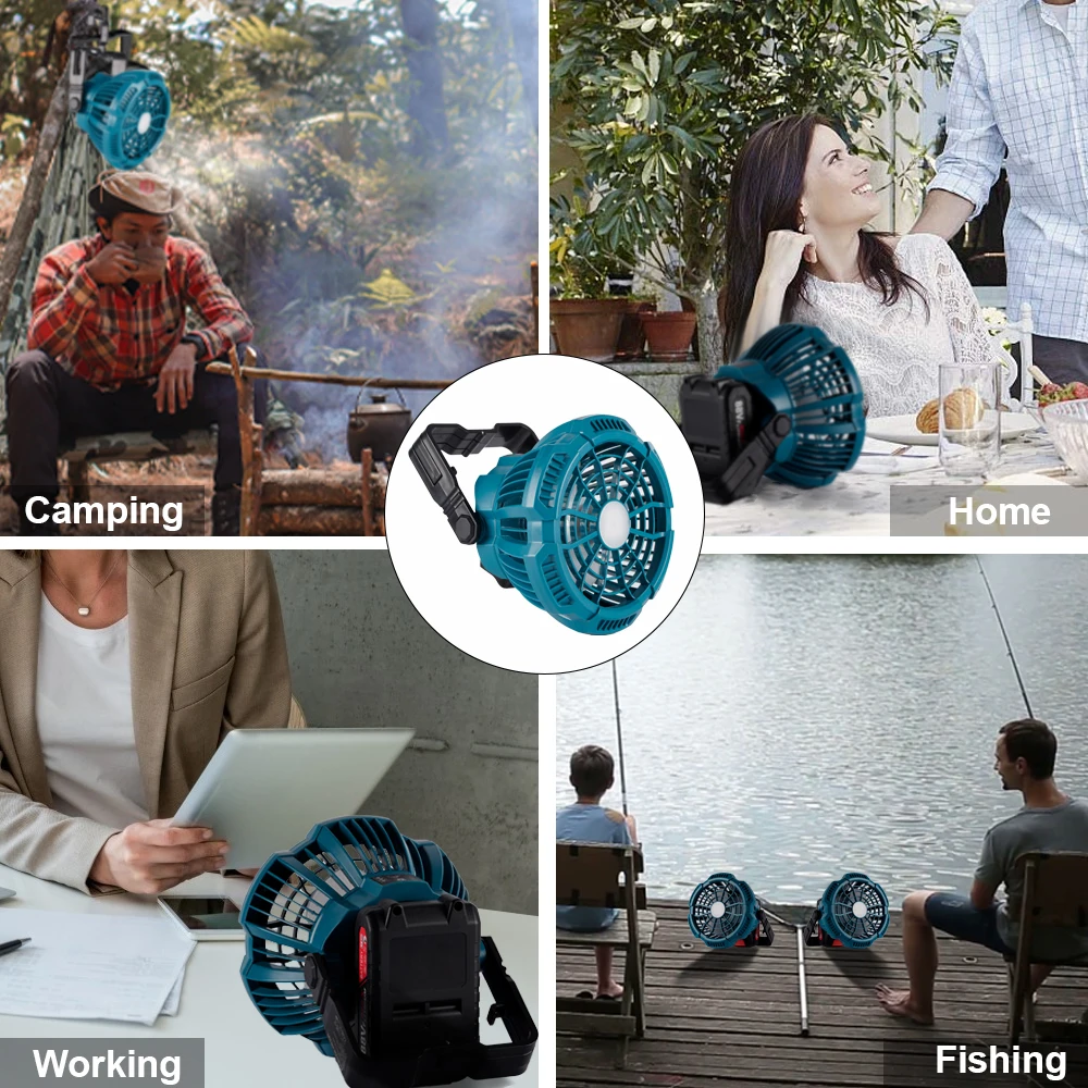 ONEVAN Camping พัดลม 9W LED 3 เกียร์โคมไฟเหมาะสําหรับ 21V 18V แบตเตอรี่ลิเธียมไอออนแบบพกพาพัดลมมือถือพร้อม IR Remote