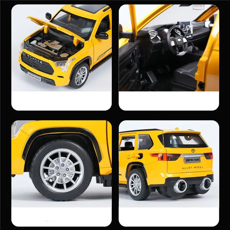 1/24 Sequoia SUV Alloy Car Model Diecast Metal Off-Road Vehicles Car Model Simulation Sound and Light Boys Toy For Children Gift