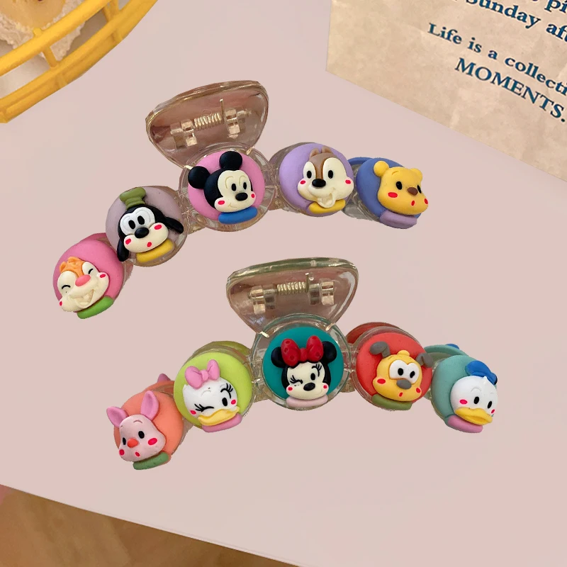 Disney Mickey Round Avatar Hair Clip Women Minnie Mouse Hair Grips Girls Acrylic Donald Duck Hair Claws Kids Birthday Party Gift