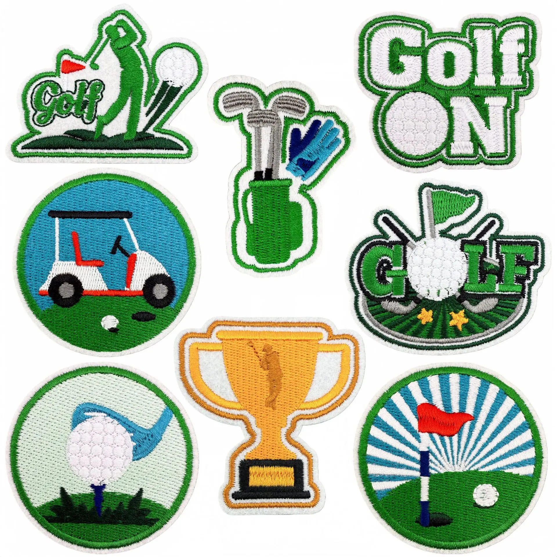 Sports Cartoon Golf Embroidered Patch Green Series Embroidery Patches Clothing Accessories Badge