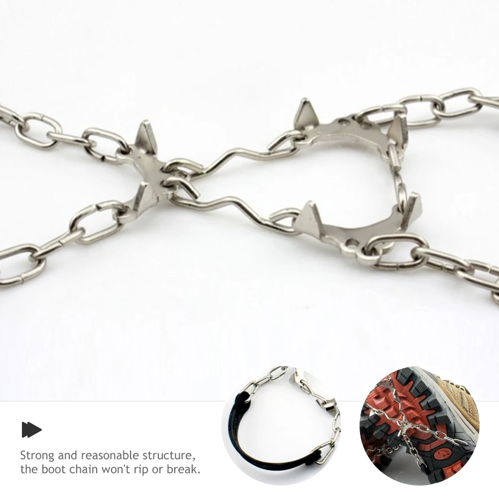 

2pcs High Tensile Silicone Metal Shoe Chains Crampons for Hiking Boots Ice Traction Spikes Winter Camping Portable Lightweight