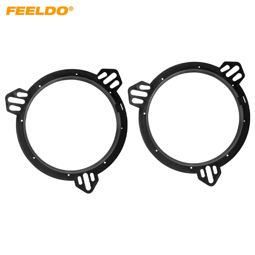 

FEELDO 1Pair Black 6.5" Car Speaker Spacer for Nissan/Hyundai/KIA/Subaru/Ford Adapter Holder Rings #HQ7777