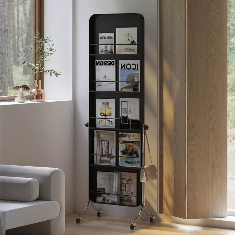 YJQ movable full-body mirror living room rotating floor household magazine rack bedroom full-length mirror