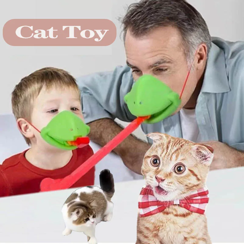 Interactive Toy for Cat Funny Frog Mask Tongue Out Pet Dog Cat Training Toy For Owners And Kittens Training Playing Cat Supplies