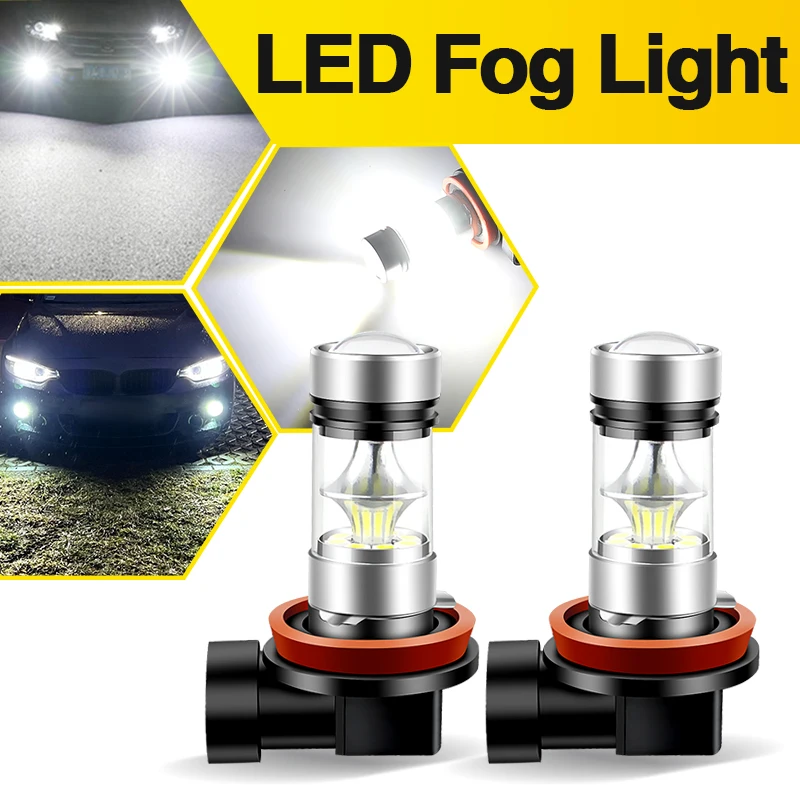 

2PCS H8 H11 LED Fog Lamp Bulbs H16(JP) 9005 HB3 9006 HB4 White Front Headlamp Driving Parking Lights For BMW VW Audi Mazda 12V