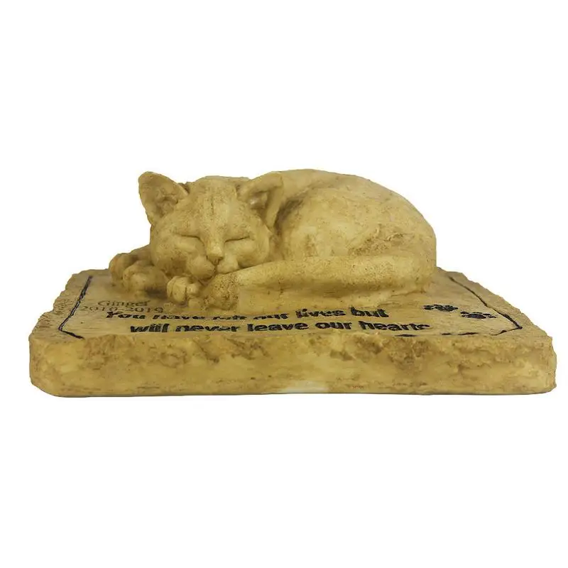 

Pet Tombstones For Cats Waterproof Cute Sleeping Cat Pet Grave Markers Memorial Stones Resin Cat Tombstone For Backyard Patio