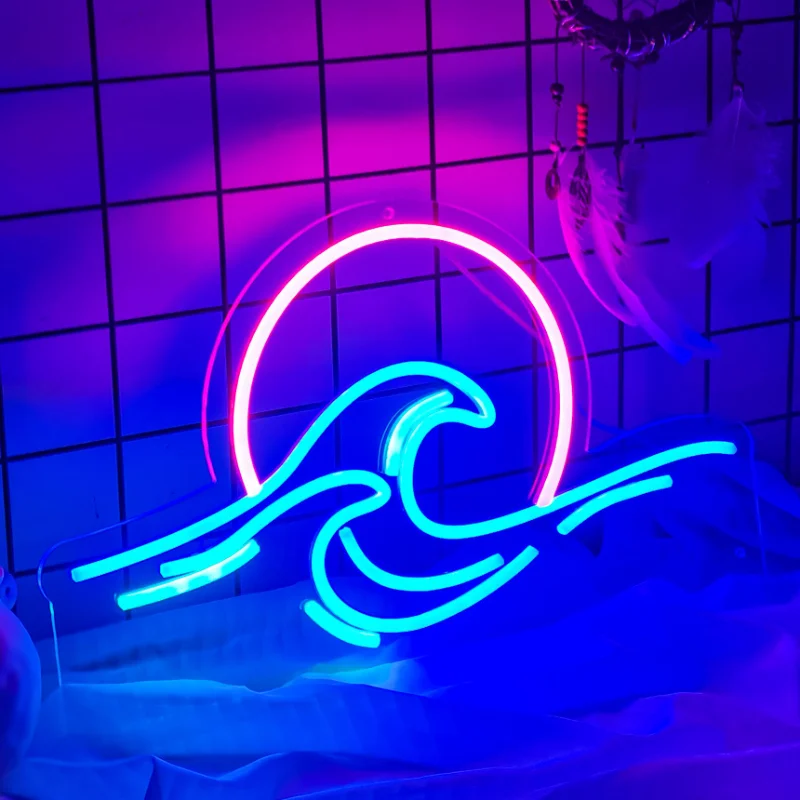 

Sun Ocean LED Neon Sign Decor Sun Behind Waves Neon Sign Sun Wave Neon Sign Sunset Neon Sign Sunrise Led Light Custom Neon Sign