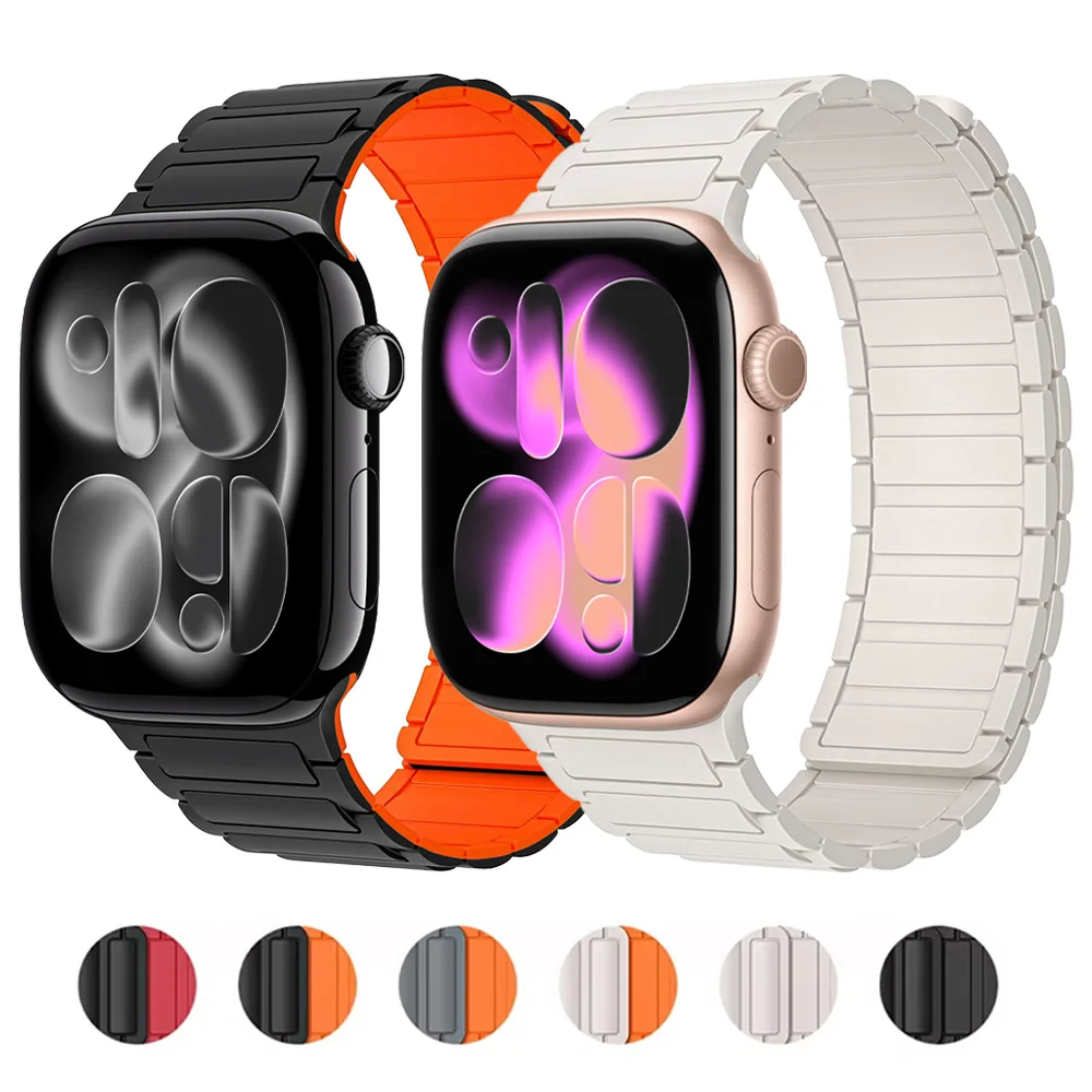 Magnetisch für Apple Watch Band 42 mm 44 mm 40 mm 45 mm 49 mm 46 mm 38 mm Gliederarmband Correa iWatch Serie 11 10 9 8 7 Se3 Ultra3 Armband