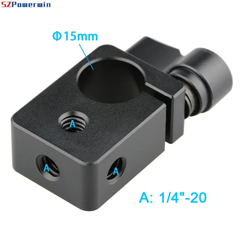 15mm Single Rod Clamp Adapter with Adjustable Khumbscrew & 1/4" Threaded Holes for Camera Accessories, 15mm Rail System