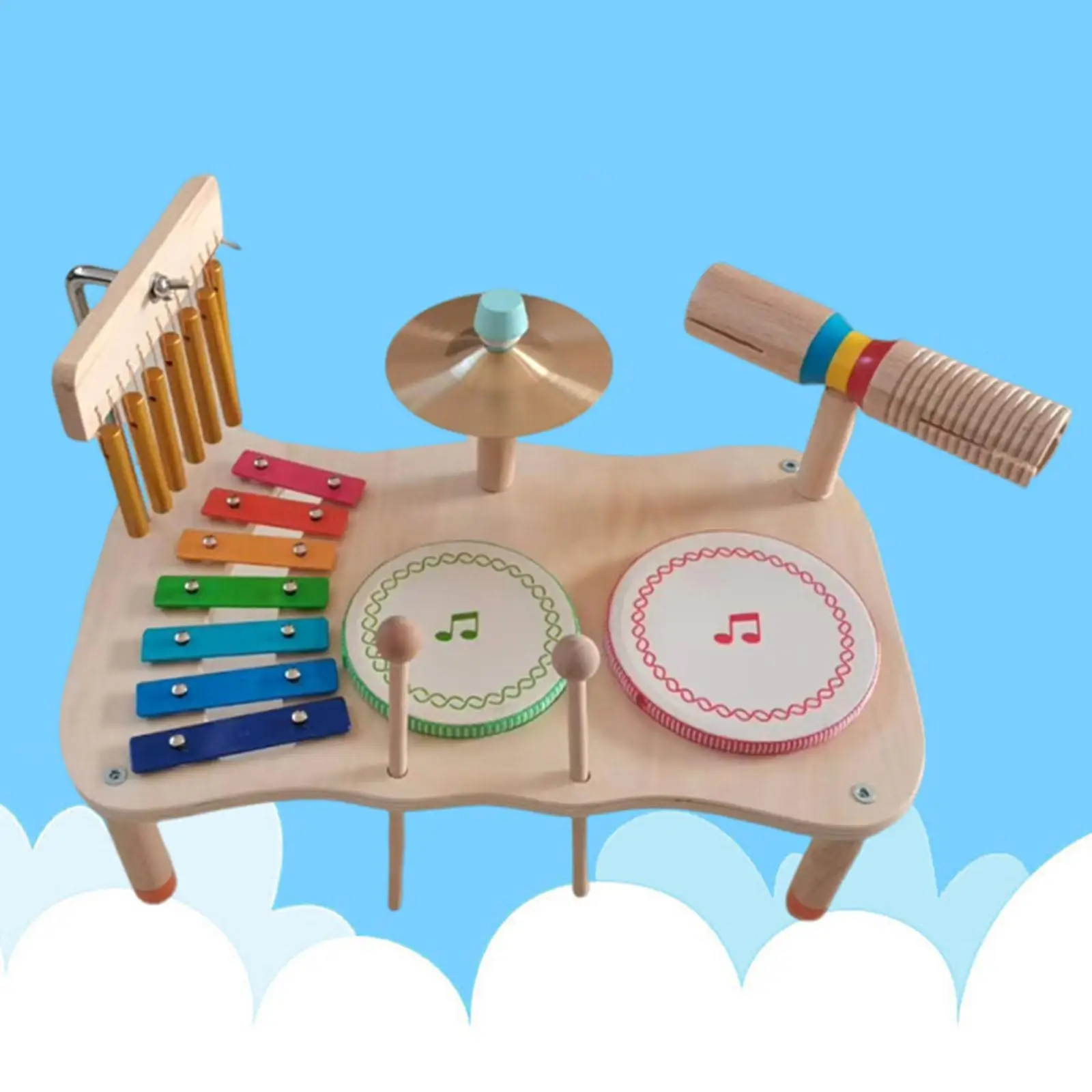 キッズドラムセット-就学前学習用-シロフォン-ドラムキット-木製-音楽玩具-楽器-3～5歳のお子様向け-子供へのプレゼント