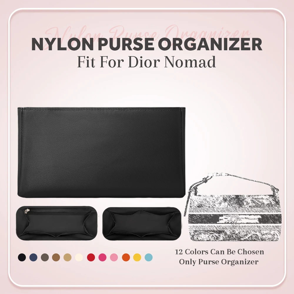 Nylon Purse Organizer Insert, Medium Inside Bag Organizer Insert Fit for Dior Nomad Handbag Inner Liner Bag Cosmetics Bag Insert