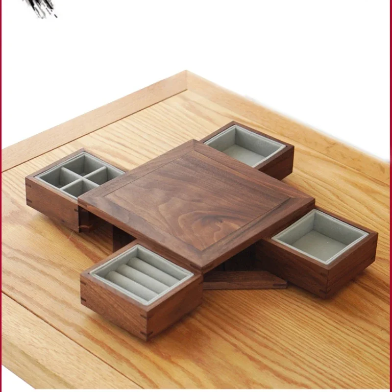 

North American black walnut, rotatable opening mechanism snack pastry box, Japanese nut box