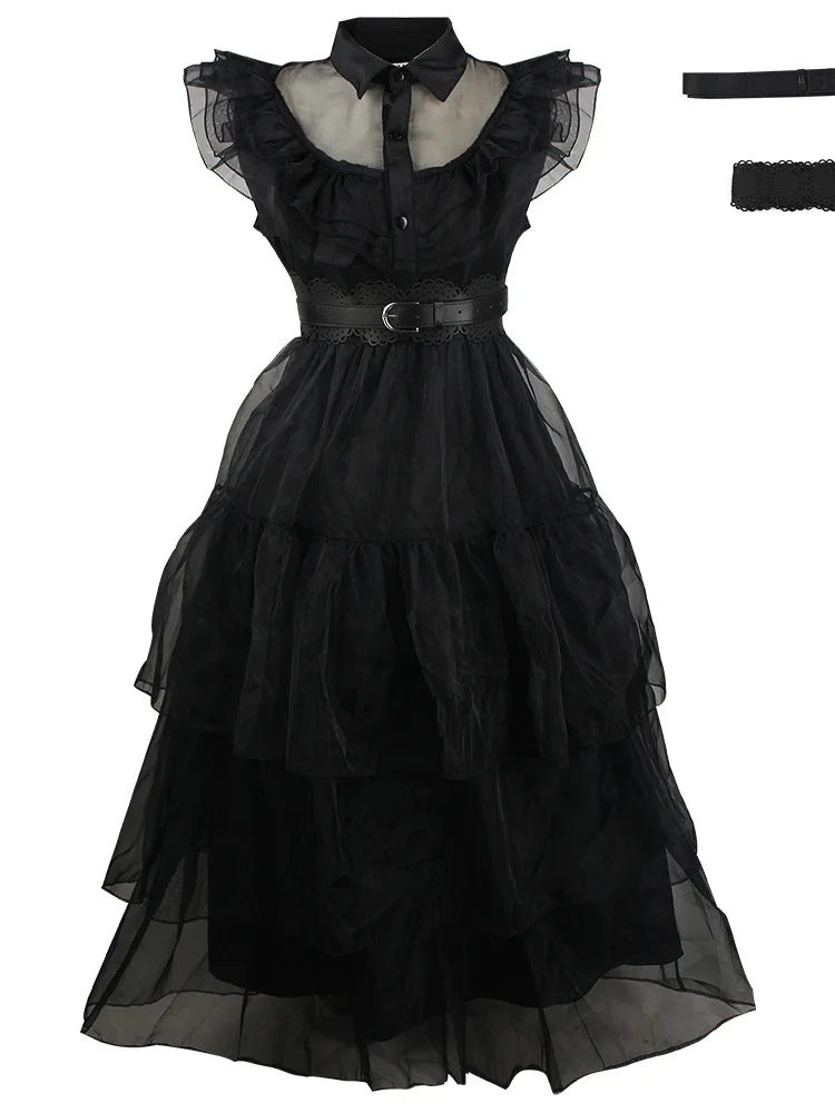 

Black Halloween Costume Dress Adult And Child Cosplay Gown Cotton Traditional Chinese Ethnic Stage Wear Spring 2026 New Arrival