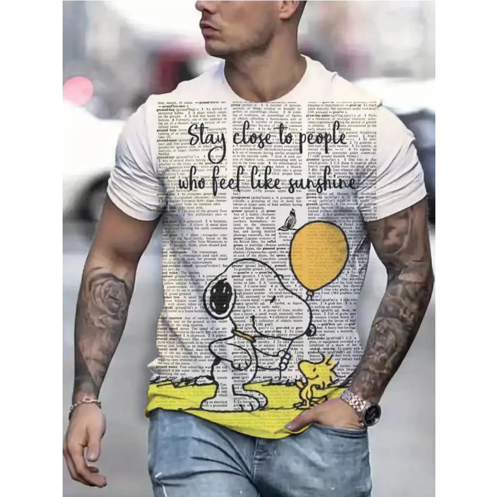 T-shirt Vintage da uomo personalità americana Snoopy print magliette da donna a maniche corte Casual Plus Size abbigliamento uomo top bambini