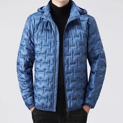 Casual Solid Hooded Duck Down Jacket Men's 2023 Autumn Winter Lightweight Warm Short Puffer Coat Oversized L-8XL Top Loose Parka