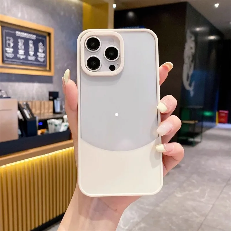 حافظة هاتف شفافة بإطار من السيليكون الناعم بلون الحلوى لهاتف آيفون 16 15 14 13 12 11 Pro Max Plus غلاف مقاوم للصدمات