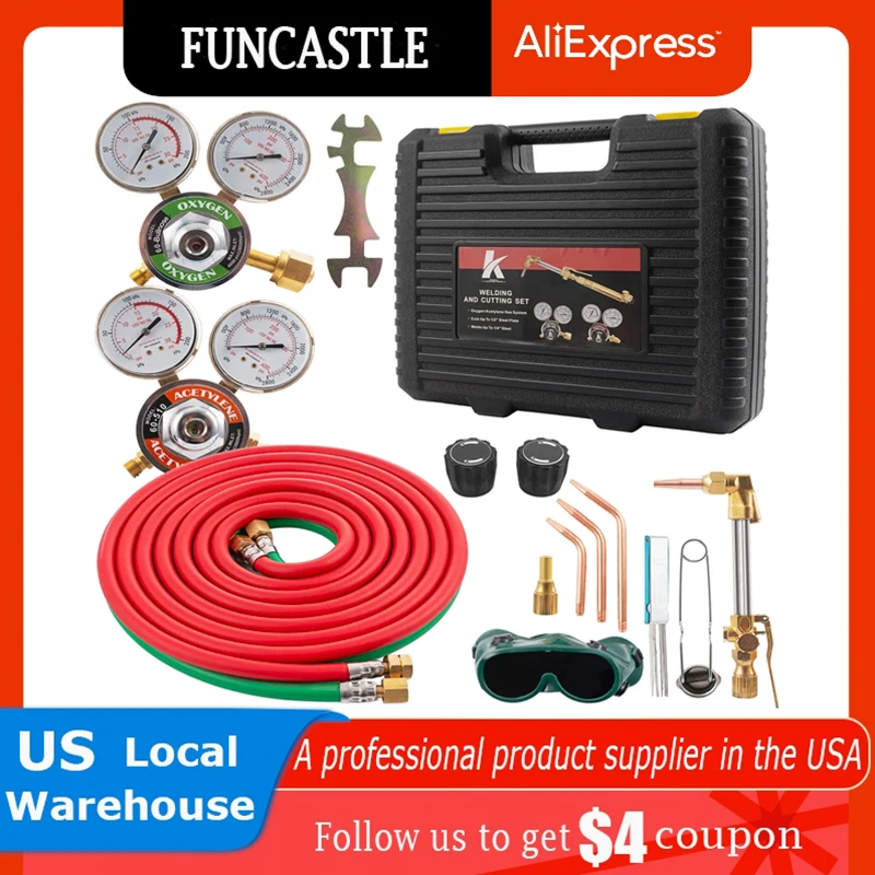 

Oxygen Acetylene Welding Cutting Torch Kit Gas Welding Machine Brazing Station Soldering Oxy Kit Welder Tools with Check Valves