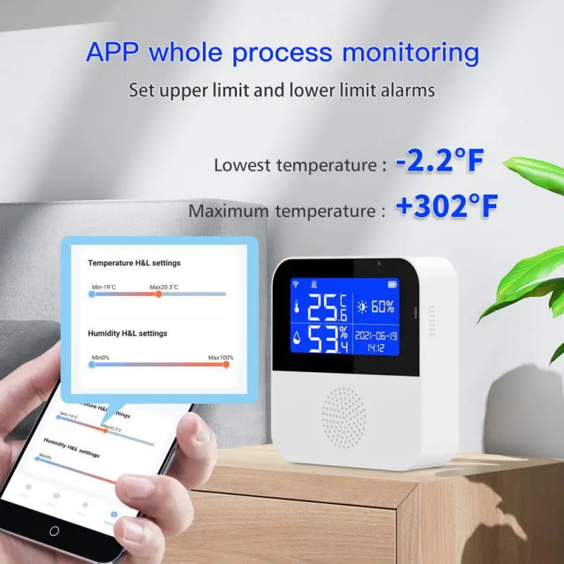 1/2/4PCS Tuya WiFi Temperature Humidity Sensor With External Probe LCD Screen Remote Monitor Indoor Thermometer Hygrometer Smart