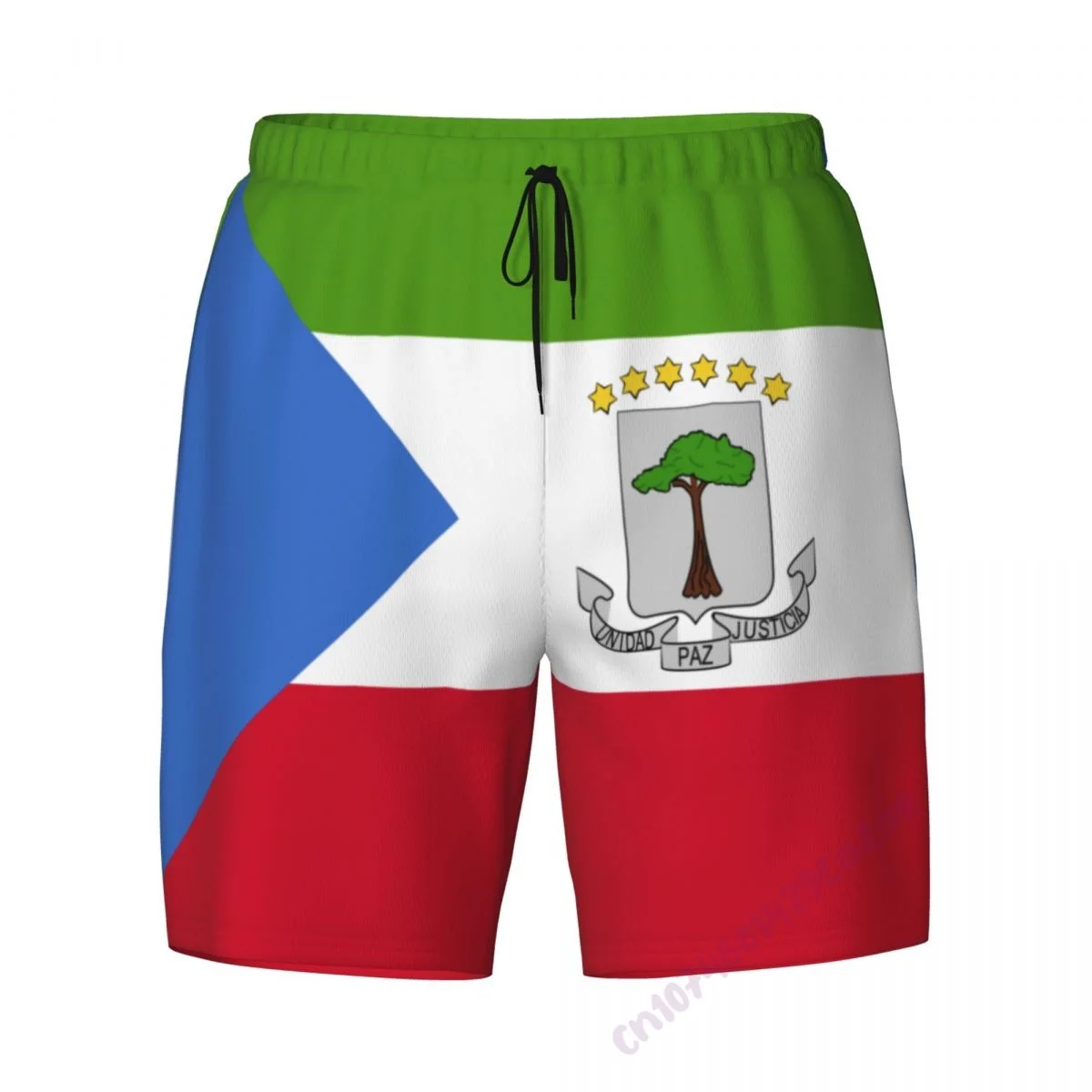 Equatorial Guinea Flag 3D Mens Swimming Trunks With Compression Liner 2 in 1 Quick-Dry Summer Swim Shorts With Pockets