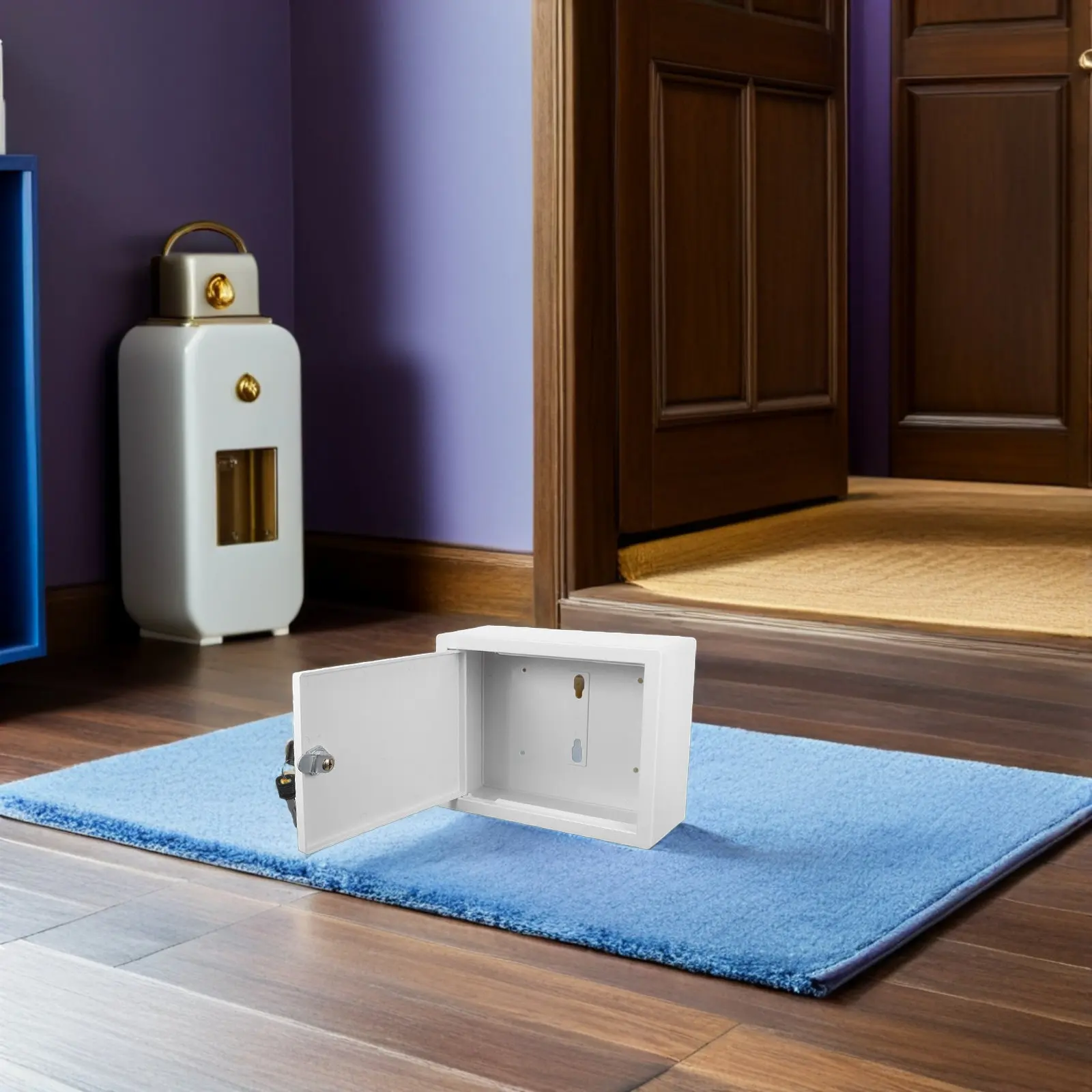 Wall Mounted Milk Box Lockable Outdoor Storage Container for Milk Bottles Mail Newspapers Donation Suggestion Collection Beige