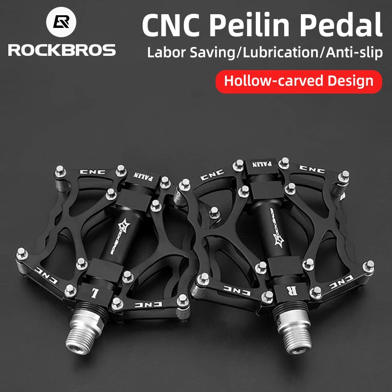 

ROCKBROS MTB Road Bike Pedals Aluminum Alloy Anti-slip Bicycle Pedals CNC 2 Bearings Hollow-carved Design Pedals Bicycle Accesso