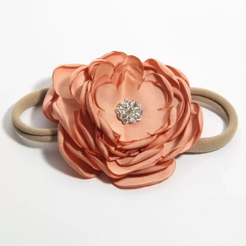 

Pearl Flower Baby Girls Headbands Newborn Photo Prop Birthday Headwear Hair Flower Diamond Satin Floral Nylon Hairband Children