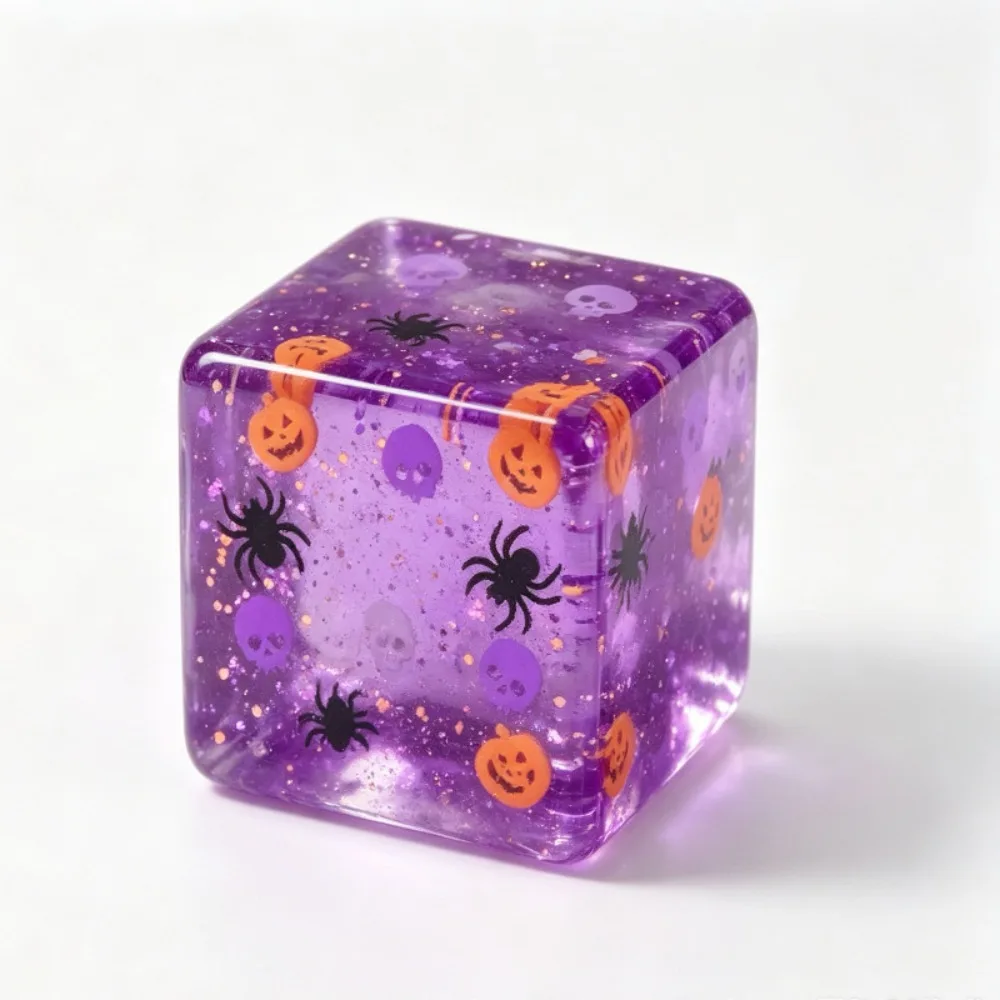 Clear Halloween Cube Squeeze Ball Glutinous Soft Ice Cool Squishy Toy Transparent Cube Maltose Texture Slow Rebound Toy