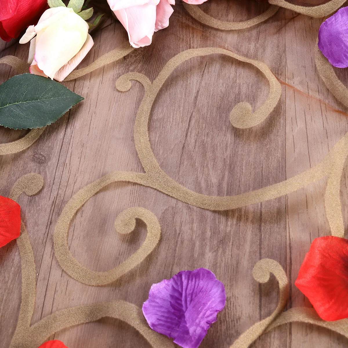 Premium Flocking Sheer Curtains 100X200Cm Coffee For Bedroom Living Room Window Tulle Transparent Voile Screen Rod Pocket