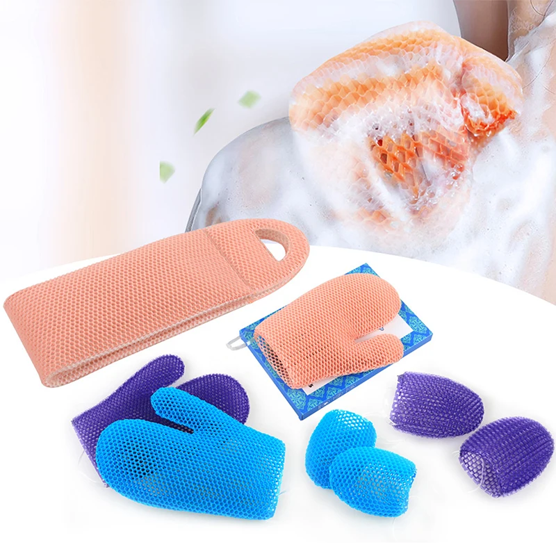 

Exfoliating Shower Glove With Colorful Honeycomb Weave And TPU High Elasticity Antibacterial Material Gentle Safe And Durable