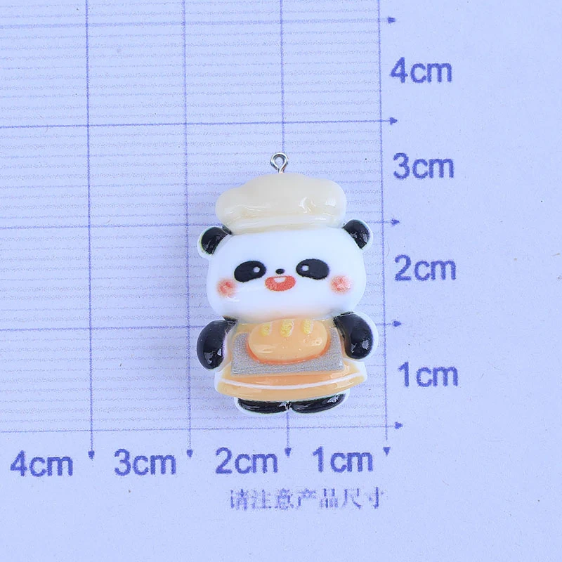 20Pcs Cartoon Chef Panda Bread Flatback Resin Cabochons Scrapbook Crafts DIY Phone Decoration Parts Dollhouse Accessories