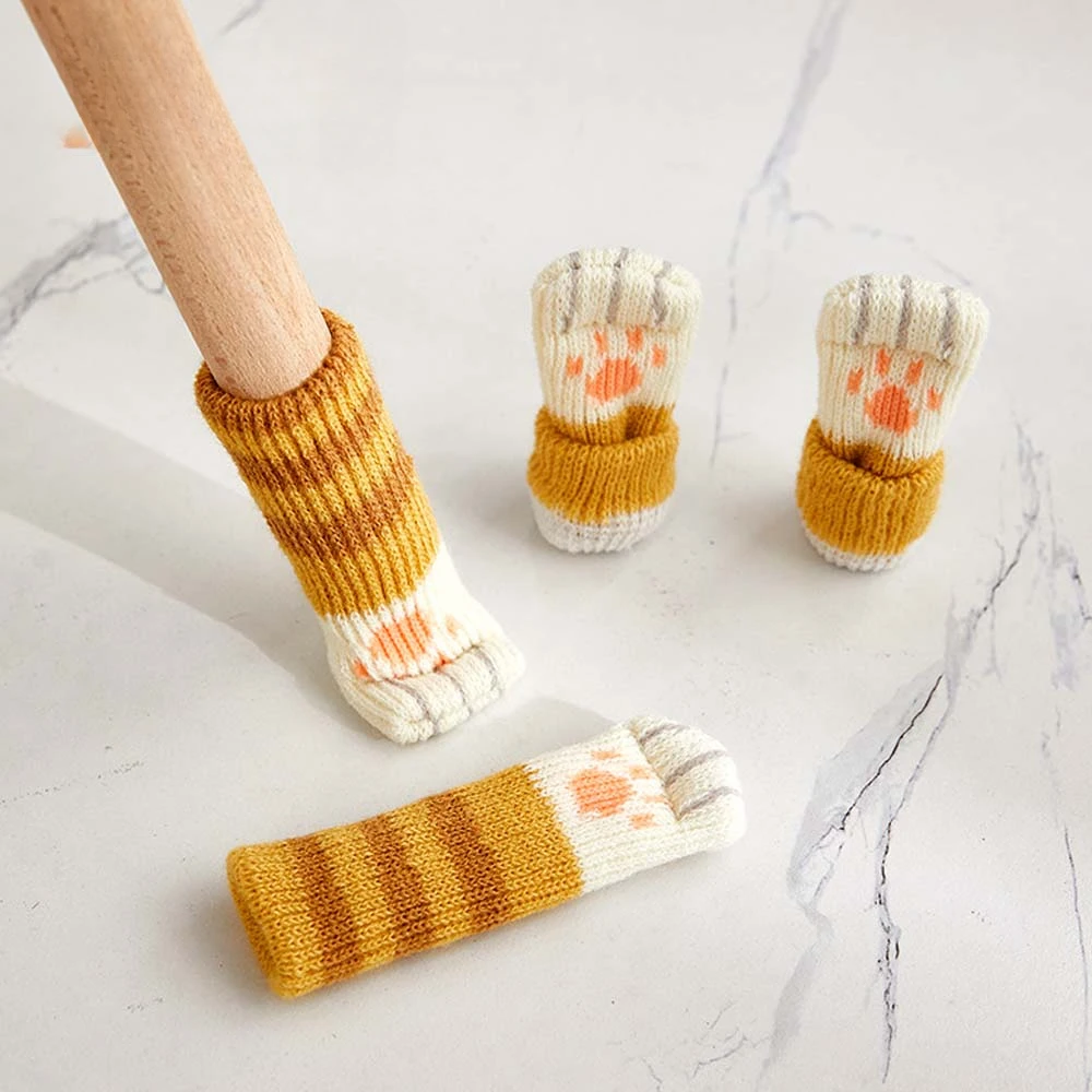 24PCS/lot Chair Foot Cover Protective Non-slip Table Leg Cat Claw Knitted Socks Mute Wear-resistant Floor Protection Mat 6-17cm
