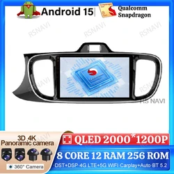 기아 페가스 솔루토 2017-2019용 안드로이드 15 카 라디오, QLED 멀티미디어 스테레오, 4G LTE, 블루투스, DVD 네비게이션, 5G 와이파이, DSP, GPS 탑재 오토라디오
