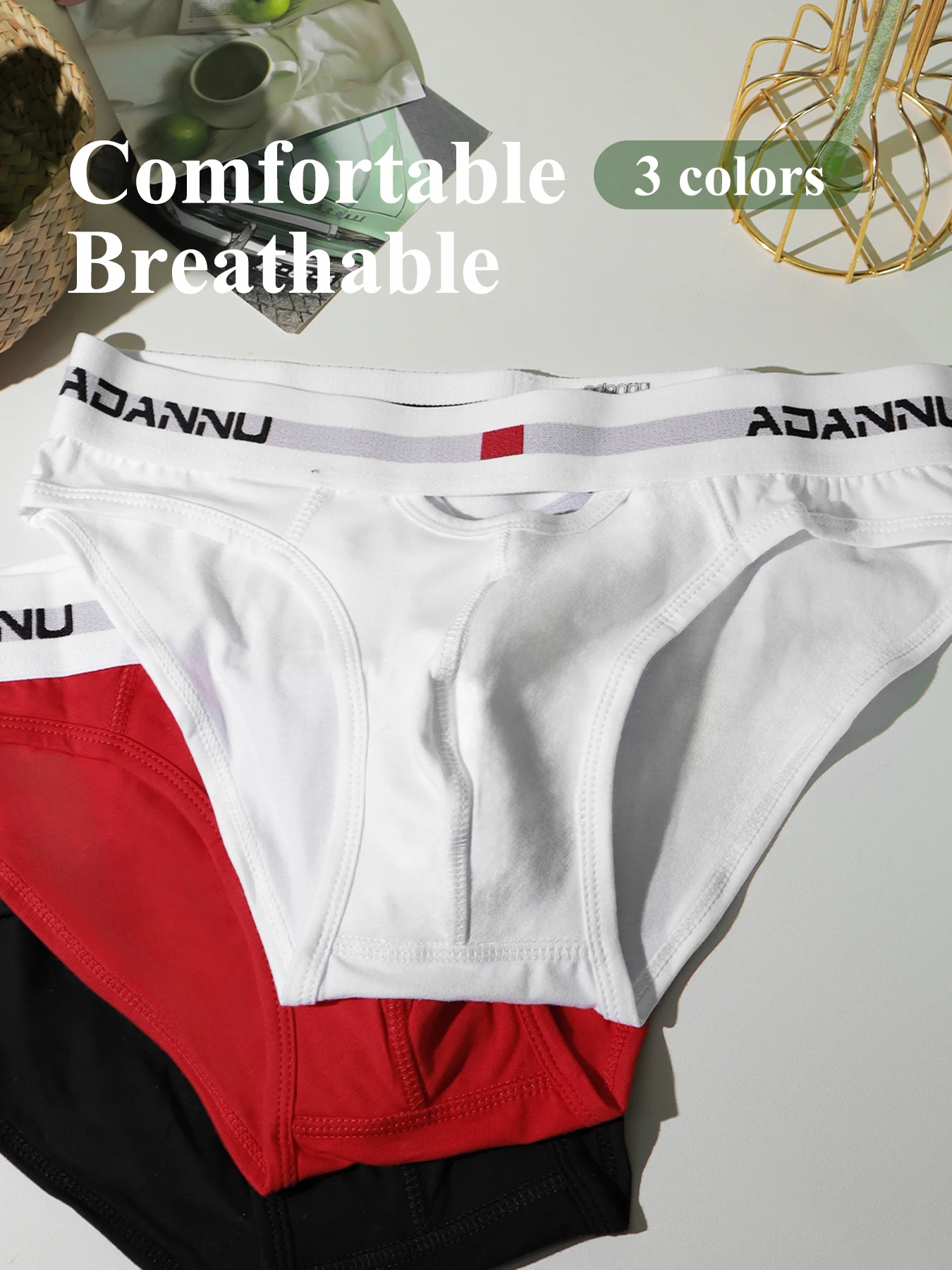 3Pcs Mixed Colors Men Underwear Sexy Personality Front Back Opening Design Breathable Comfortable Low Waist Triangle Man Briefs