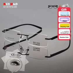 Customize Prescription Eyeglasses Rectangle Rimless Spectacles Myopia Hyperopia Leisure Glasses for Unise Fill Resin Lenses 2645