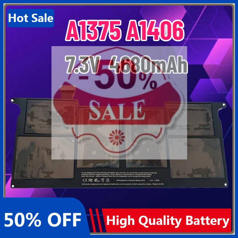 

New A1406 7.3V 4680mAh 35Wh A1495 A1375 Replacement Laptop Batttery For Macbook 11 Inch Version Mid 2011 2012