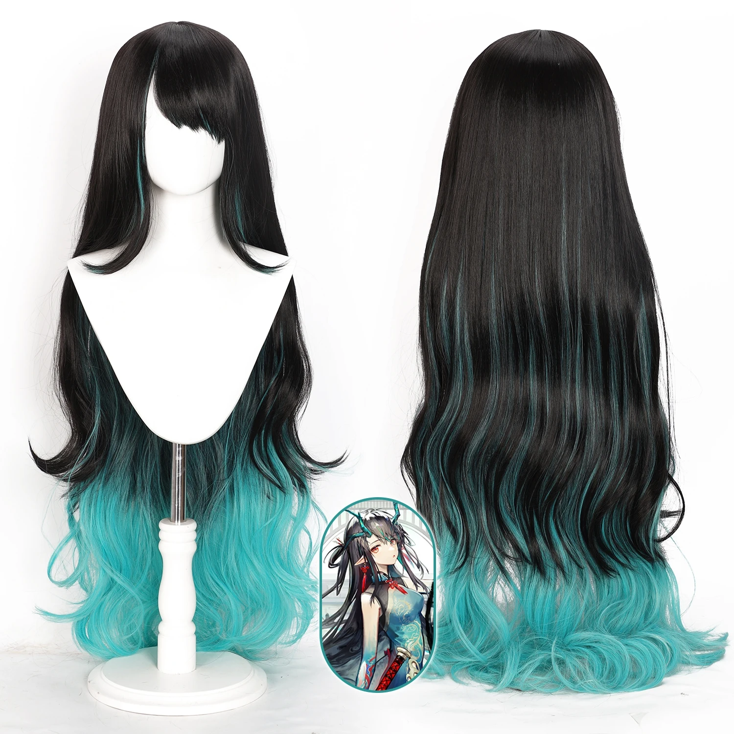 Anime Wig Dusk Cosplay Wig Arknights Game Roleplay Wig Green Synthetic Wig for Anime Party Masquerade Carnival Cospaly Anime Wig