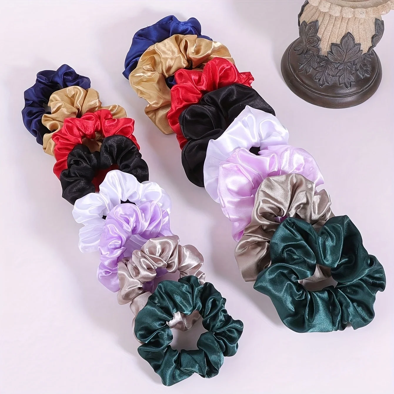 piece set of random color and size women's solid color large intestine headband high elasticity headband, soft satin headband image 2