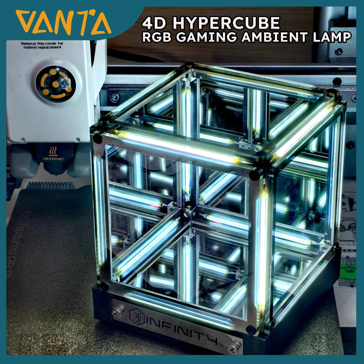 4D Hypercube RGB الألعاب المحيطة مصباح مكتب الديكور الخيال العلمي ثلاثية الأبعاد الإبداعية الهاوية ليلة ضوء هدية لغرفة النوم حفلة عيد ميلاد #1