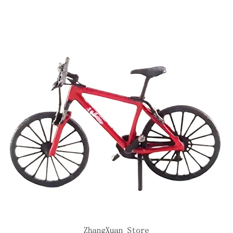 Einzigartige handbemalte 1:64 Harz-Fahrradstatue, detaillierte Miniatur-Mountainbike-Ornament, dekorativ für Hausdekorationen – Detail 5