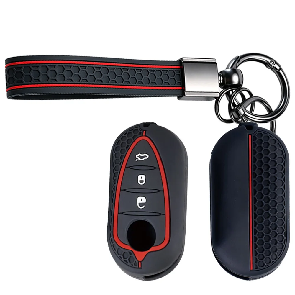 Key Fob Case With Lanyard For Alfa Romeo Giulietta MiTo 159 Brera Spider Giulia Stelvio GT 147 156 166 4C Tonale Full Coverage