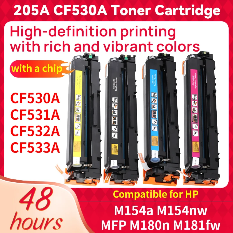205A CF530A 4color Toner Cartridge Compatible for HP Laserjet Pro M154a M154nw MFP M180n M181fw Printer Color Ink Cartridge