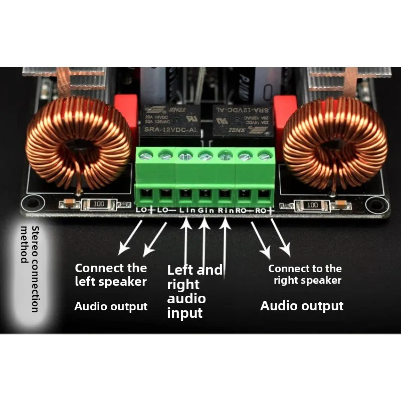 Two-channel stereo digital power amplifier board with switching power supply 2x500w can be bridged with speaker protection 110v